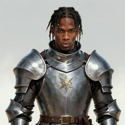 travis scott as a knight, a character portrait by weiwei, cgsociety, sots art, official art, art, character,