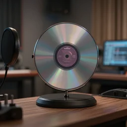 A Nordic recording a disc in the music studio, unreal engine, cinema4D, octane render, Detailed, cinematographic