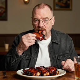 walter white eating bbq, photography,