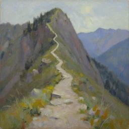 Time to climb the mountain path, an expressive oil painting by Krenz Cushart