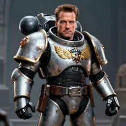 Arnold Schwarzenegger as a future space marine from Warhammer 40k