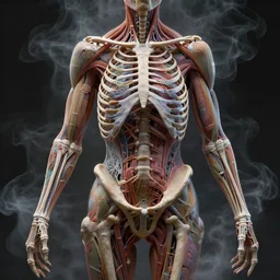 anatomy body, high detail, 8k, ornate, masterpiece, complex, by Greg rutkowski, Alex Gray, surrounded by smoke