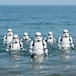 storm troopers swimming in the sea