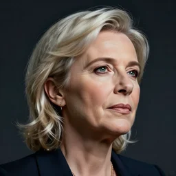 Portrait of Marine le Pen ,  france, amazing splashscreen artwork, splash art, head slightly tilted, natural light, elegant, intricate, fantasy, atmospheric lighting, cinematic, matte painting, detailed face, by Greg rutkowski