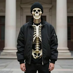 portrait of a skeleton, in ( streetwear ), by donato giancola.