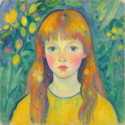 “ cute mango girl portrait drawn by paul gauguin ”