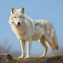 white wolf, fantasy, painting, ultra realistic!!!, clear weather, golden hour, sharp focus