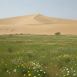 dunes inspired by Evgeny Lushpin,flower meadow,spring,cinematic,trending on ArtStation