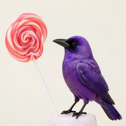 purple crow made of lollipops