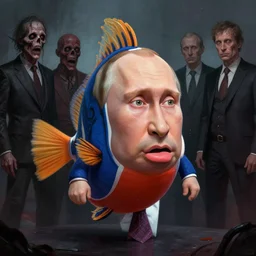 vladimir putin, anthropomorphic blob fish vladimir putin hybrid, vladimir putin, macabre, horror, by donato giancola and greg rutkowski and wayne barlow and zdzisław beksinski, digital art