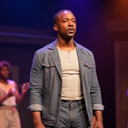Dulé Hill in Hamilton, production still, stage lighting, bokeh