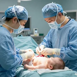 babies doing a heart transplant in the operating room