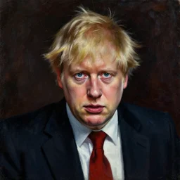 dark impressionist painting of a horror portrait of boris johnson
