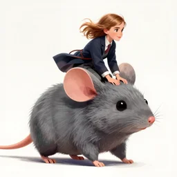 emma watson riding, a giant mouse, digital painting, artstation