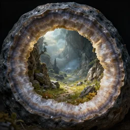 landscape inside a geode, digital art, concept art, fantasy art, highly detailed, hd wallpaper, hdr, artstation, deviantart, behance