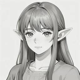 Portrait of a elf, manga style, ultra detailed, gray