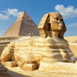 a stunning egyptian landscape with sphinx by makoto shinkai