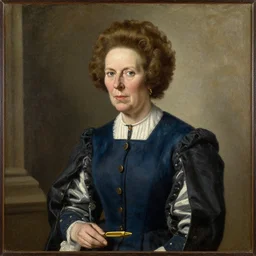 margaret thatcher as a 1 2 th century peasant in england, painting, exhibited at british museum, oil on canvas, restored, art, 1 2 th century