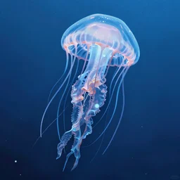 detailed jellyfish in cyberpunc space, blue tones, underwater, full frame, highly detailed, digital painting, artstation, concept art, smooth, sharp focus, illustration, art greg rutkowski and alphonse mucha