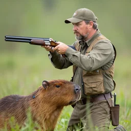 capybara with benelli shotgun,