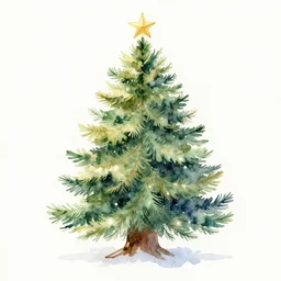 watercolor painting of a christmas tree