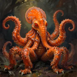 zoological portrait of orange cthulhu by brian serway