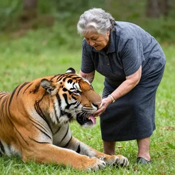 Grandma being eaten by tiger