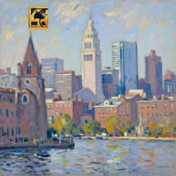 city of boston, painted by monet, digital painting, 4 k