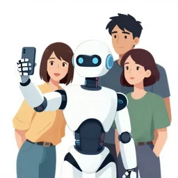a robot taking a selfie. clean cel shaded vector art by lois van baarle, artgerm, helen huang, by makoto shinkai and ilya kuvshinov, rossdraws, illustration, art by ilya kuvshinov