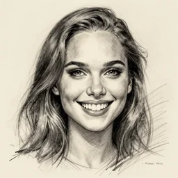 surrealism grunge cartoon portrait sketch of natalie portman with a wide smile by - michael karcz, loony toons style, pennywise style, horror theme, detailed, elegant, intricate