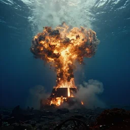 surreal image of a nuclear fallout underwater