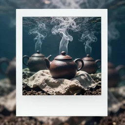 huge teapots, cloth and smoke underwater polaroid