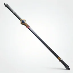 picture of a single long futuristic thin ninja staff with ornaments, carving, highlight, weapon, cyberpunk, sci - fi, fantasy, close shot, single long stick, bright background