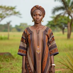 a portrait of a character in a scenic environment by Nadine Ijewere