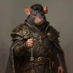 a detailed portrait of a rat guardian holding a key, by victo ngai and greg rutkowski, digital art, realistic painting, very detailed, fantasy, high definition, character design, dnd, trending on artstation