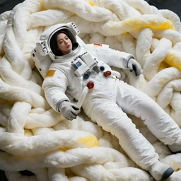 complete view of a beautiful female astronaut lying entangled in a massive bundle of thick white, yellow cables and luminous cables made of light, absurdly beautiful, perfectly defined face, gorgeous, elegant, playful, young woman, an ultrafine hyperdetailed illustration by kim jung gi, irakli nadar, intricate linework, bright colors, octopath traveler, final fantasy, unreal engine 5 highly rendered, global illumination, radiant light, detailed and intricate environment