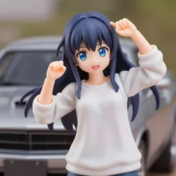 complete figure of dodge challenger 2 0 2 0 wearing a comfy blouse, tsurime eyes, tareme eyes, eyes by kon satoshi, personification, dynamic pose, amiami, aniplex, kotobukiya, good smile company, beautiful composition, 4 5 mm lens, focal length 2, telephoto lens, hdr, iso 1 0 0 single point focus