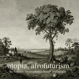“utopia, afrofuturism by hieronymus bosch and beeple”