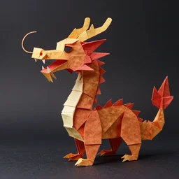 “fire breathing dragon made from origami”