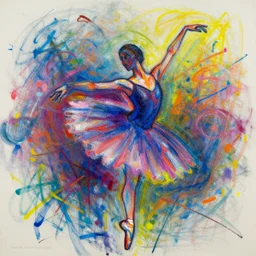 ballet dancer by cy Twombly and BASTIEN LECOUFFE DEHARME, colorful, iridescent, volumetric lighting, abstract