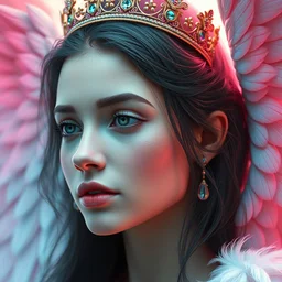 beautiful, young woman, angel, detailed gorgeous face, vaporwave aesthetic, synthwave, colorful, psychedelic, water droplets, feathers, wings, crown, artstation, concept art, smooth, extremely sharp detail, finely tuned detail, ultra high definition, 8 k, unreal engine 5, ultra sharp focus, illustration, art by artgerm and greg rutkowski and alphonse mucha