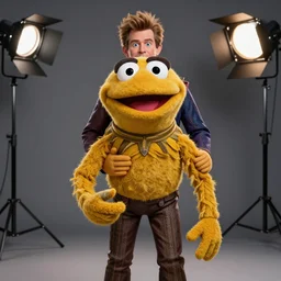 studio portrait still of muppet!!!!! nick fury in avengers endgame!!!!!! as a muppet muppet as a muppet, 8 k, studio lighting, key light,