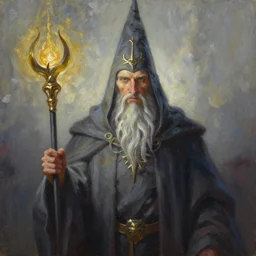 a painting of wizard, a character oil on canvas portrait by gerald brom and greg rutkowski, masterpiece, fantasy art, artstation hq