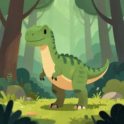 an illustration of a dinosaur kqv 0 in the woods, trending on artstation, central composition, very cartoon, shape focus, high detailed, by anton fadeev h 1 p 1