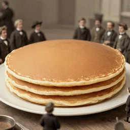 an early 1800s photo of people standing in front of the world's largest pancake