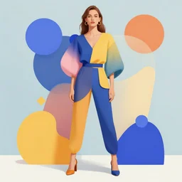 geometric colorful smooth shapes rendered as a fashion photo