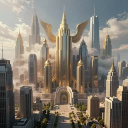 metropolis, city of the gods, digital art by paul chadeisson, trending on artstation, photoshop, concept art, high resolution