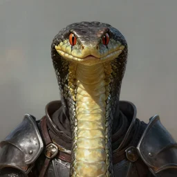 snake as a realistic fantasy knight, closeup portrait art by donato giancola and greg rutkowski, digital art, trending on artstation, symmetry!!