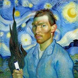 a portrait of rafael nadal van gogh style