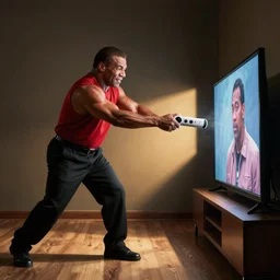 Mike Tyson throwing his wiimote at the tv